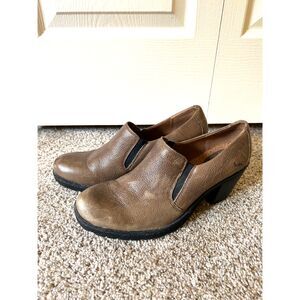 B.o.c. Womens Shoes Size 10 Brown Leather Heeled Comfort Round Toe Pull On Block